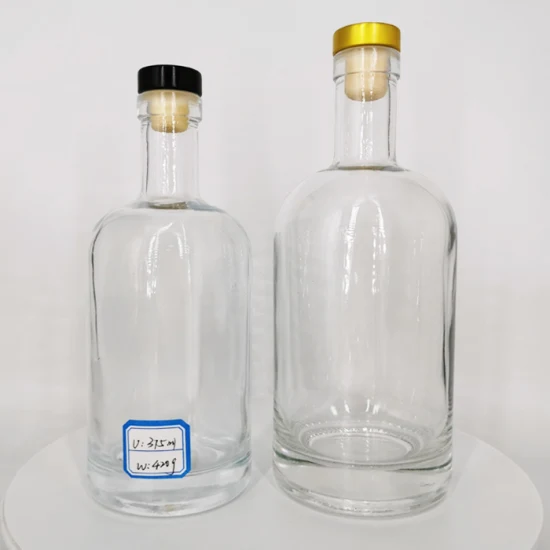 500 ml 750 ml runde Wodka-Brandy-Whisky-Flasche aus Kristallglas für die Verpackung von Spirituosen